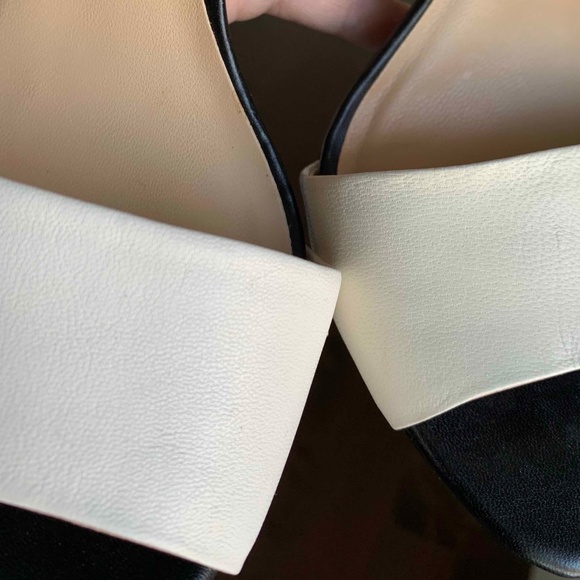 Zara Black & White Leather Summer High Heel SANDALS - Like New - Picture 6 of 11